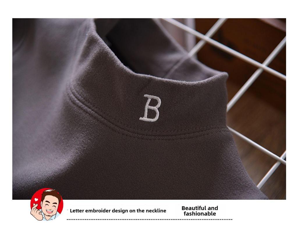 Jungen Warmes Winter-Halbrollkragen-Shirt mit Deutschem Samt