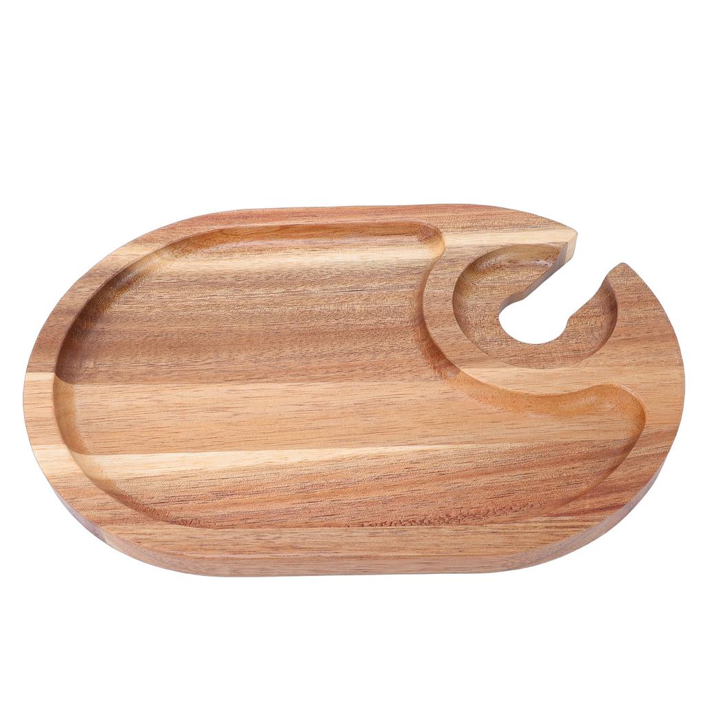 Wine Appetizer Plate Cheese Board Wooden Steak Plate with Wine Glass Holder for Party Gathering