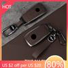 Styling Mouldings Metal Leather Car Key Case Cover For Mercedes Benz A C E S G Class GLC CLE CLA W177 W205 W213 W222 X167 AMG Ke
