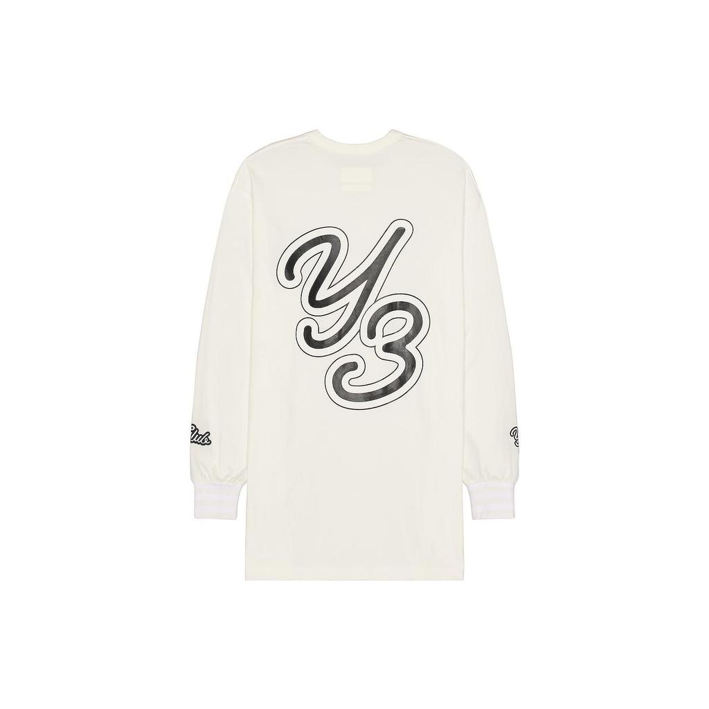 Y-3 Letter Print Crew Neck Long Sleeve T-Shirt Men Tops White IQ2147