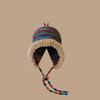 Versatile Style Hat Colorful Comfortable Warm Drawstring Knitted  Hatscaps