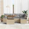 Ensemble de canapé de jardin 6 pièces avec coussins Beige Poly Rotin Acacia, Canapé de jardin 2 places avec coussins Beige 3349713
