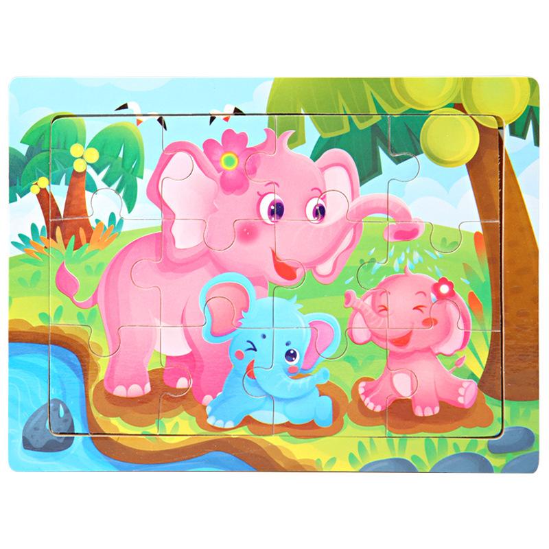 15*11cm 3D Puzzle Cartoon Animals Wood Puzzle Kids Cognitive Jigsaw Puzzle Baby Wooden Toys Educational Toys for Children