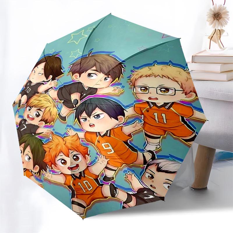 

1pc Haikyuu!! Kageyama Tobio & Tsukishima Kei Automatic Folding Umbrella, 3 Fold Design with Iron Frame, Outdoor for Fans, Travelers, Daily Use, Perfe