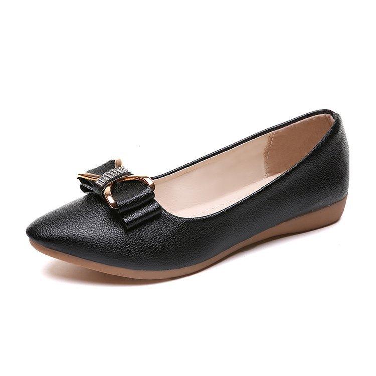 Spring Woman Flats Shoes Ballets Metal Buckle Bow Ladies Ballerina Dress Pointed Toe Slip on Loafers OL Office Casual Sapatos