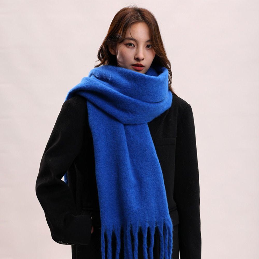 Mohair Winter Wool Scarf Plush Long Shawl Elegant Winter Cashmere Scarves  Girl
