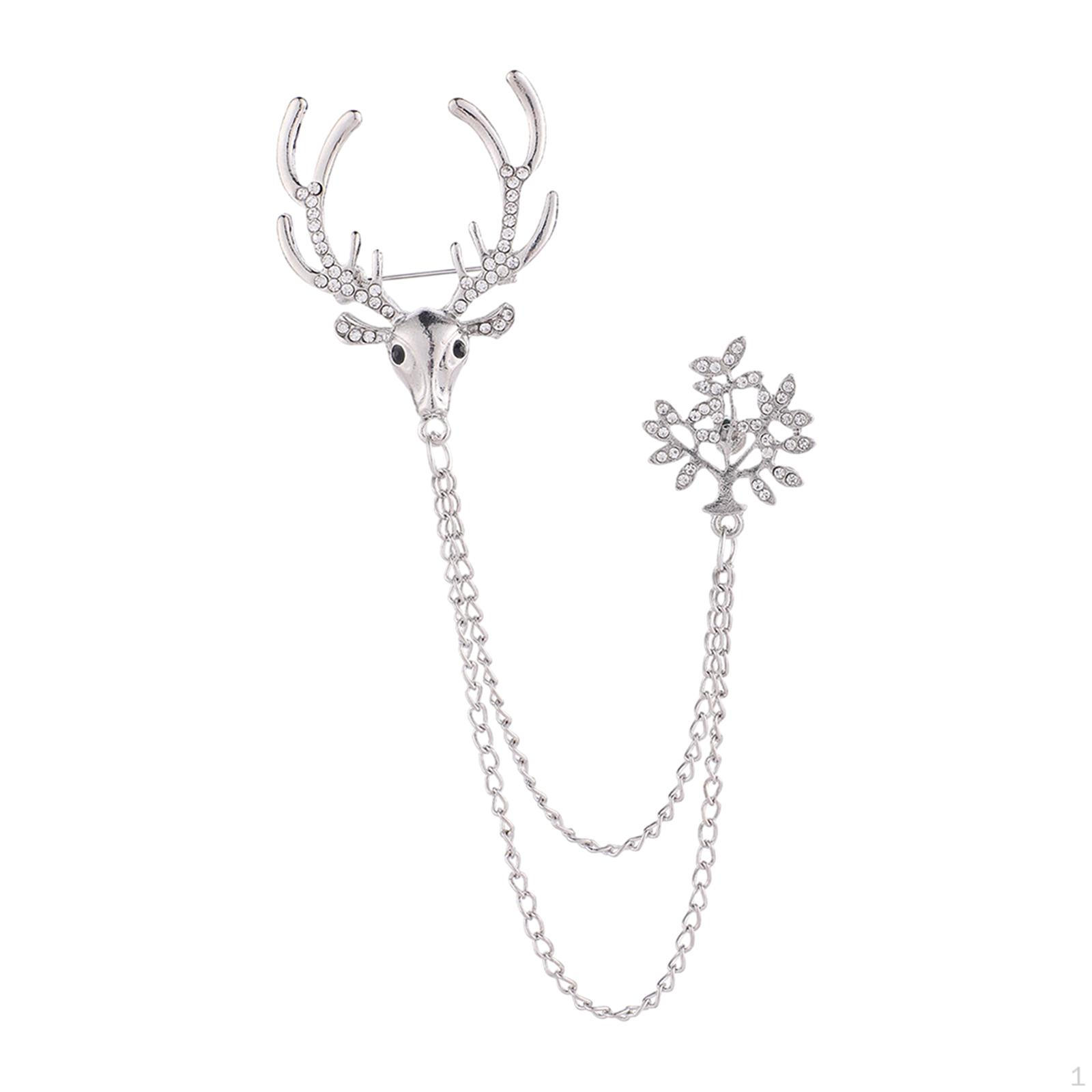 Рождественский лось, олень, броши со стразами, брошь в виде оленя, ювелирное украшение, аксессуар, цепочка, брошь для мужских костюмов