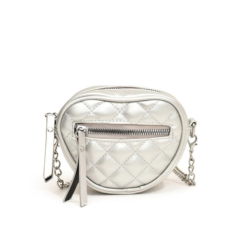 Kids Love Heart Chain Crossbody Bag Pink Pu Coin Wallet With Trendy Stitching