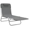 Vidaxl Folding Sun Loungers, 2 Pcs, Grey, Textilene And Steel