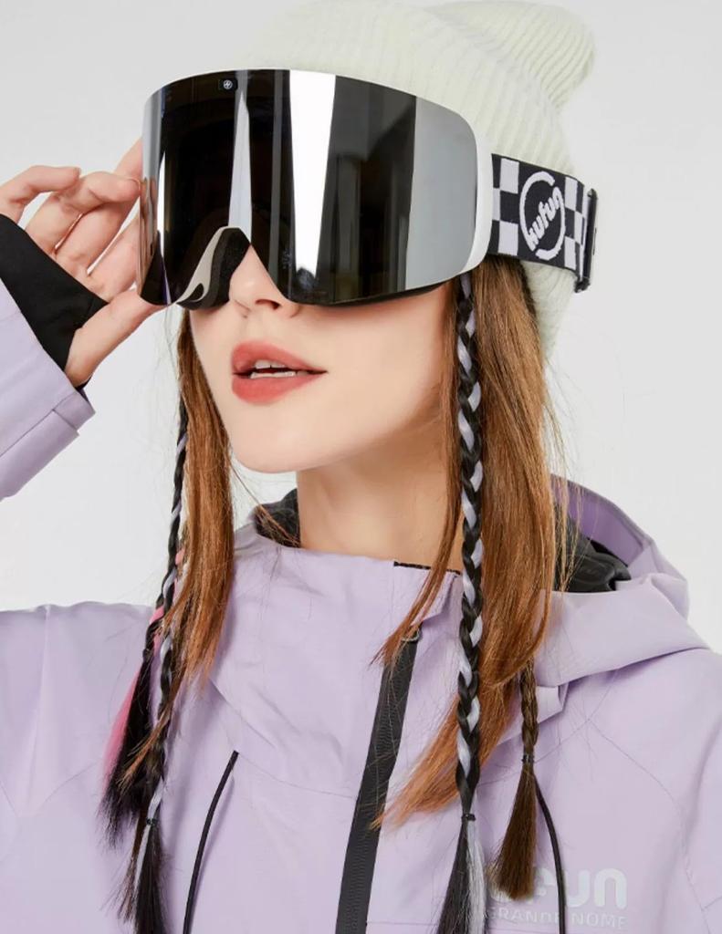 Ski and Snowboard Magnetic Goggles with Lenses and Design C.SEA Goggles, Quick-Change Anti-Fog (Black)