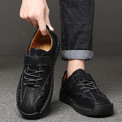 Fashion Italian Brand Men's Leather Casual Shoes Handmade Soles Wear-resistant Men's Outdoor Oxford Shoes Versatile Driving Shoes