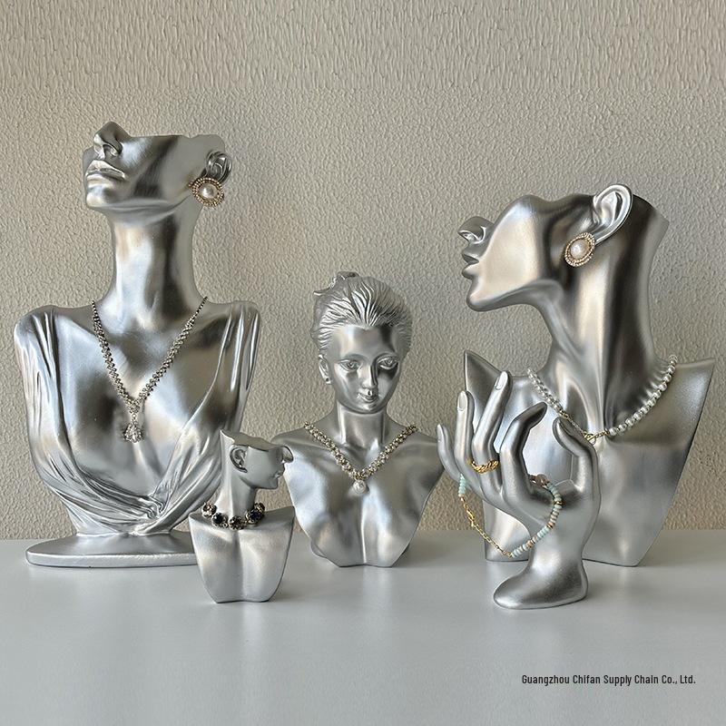 Jewelry Display Mannequin: Necklace, Earring, Ring, Bracelet Holder & Storage Stand.