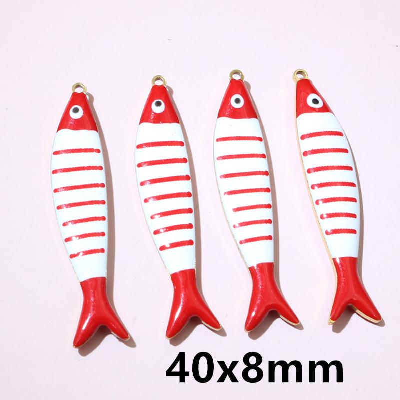 10pcs Stainless Steel Enamel Stripe Fish Charms Pendant 40x8/40x14mm DIY Jewelry Making Accessories for Necklace Earrings