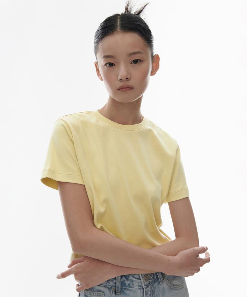 MUSINSA STANDARD WOMAN Women'S Crew Neck Crop T-Shirt [Light Yellow]