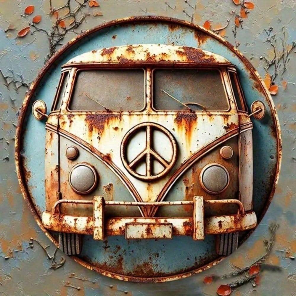 Metall-Wandkunstschild, Vintage Friedens-Rundblechposter 8 Zoll für Heim- und Bürodekoration