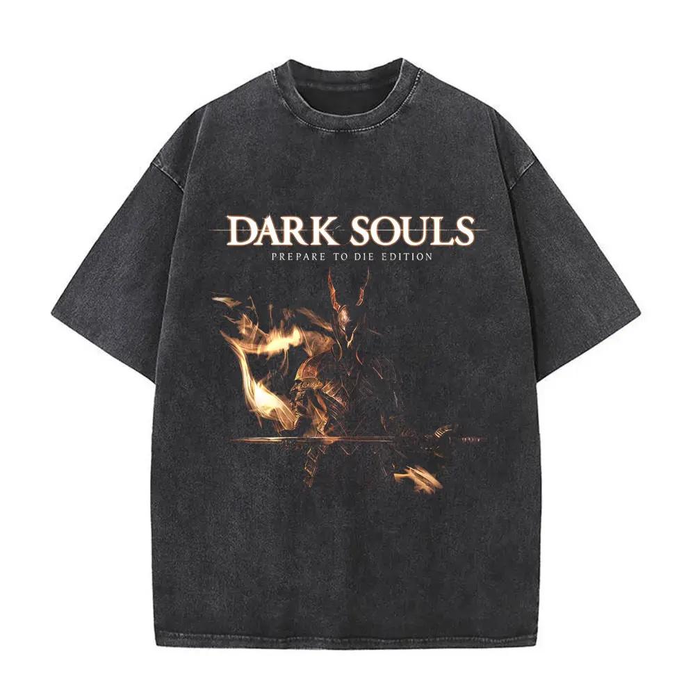 Prané Vintage Herní Dark Souls Merch Tričko Pánské Dámské Retro Gotické Rockové Trička Pánské Punkové Oversized Tričko