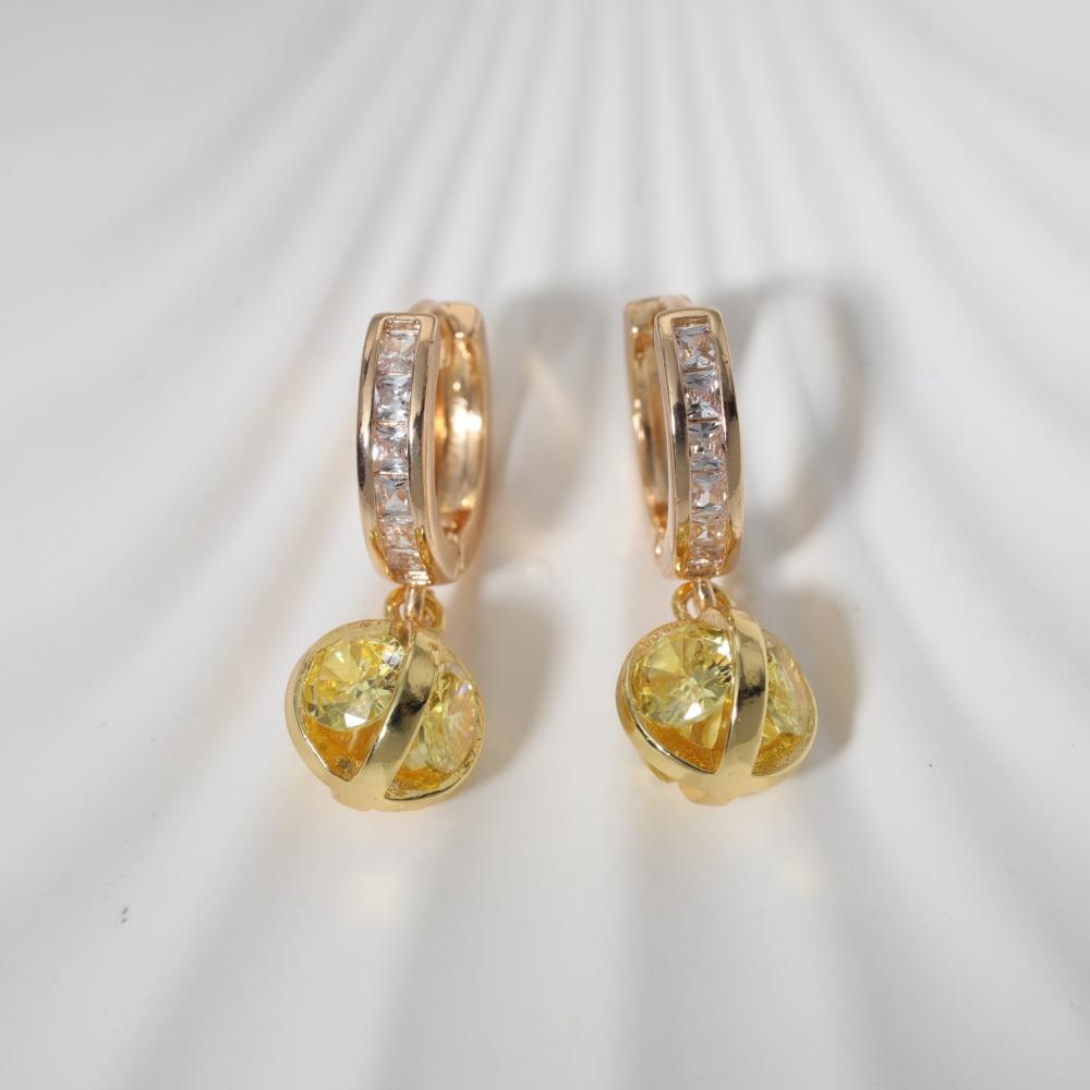 1 Pair Fashion Round Dangle Earrings for Women Zirconia Earring Jewelry Wedding Party Accessories