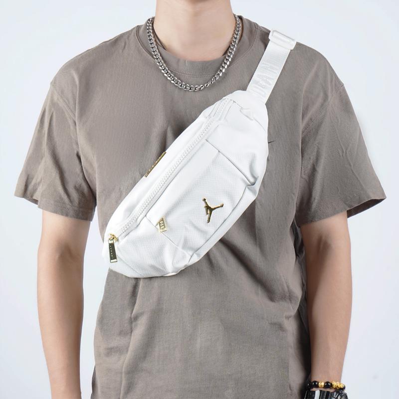 Jordan Sports Trend Mesh Design Snake Pattern High-Quality Basic Crossbody Waist Bag Unisex bags White JD2133015GS-002