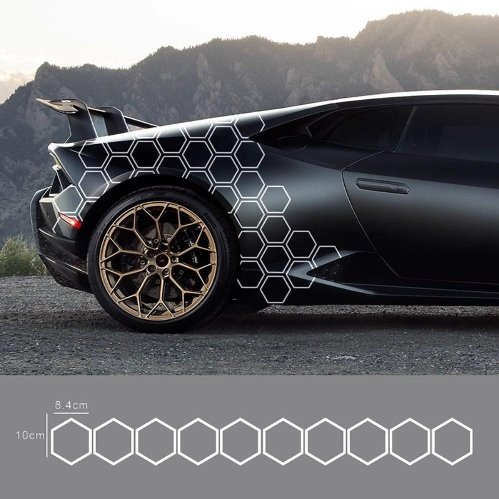 10Pcs Set 3D Honeycomb Car Sticker Vinyl Material Body Decor Sticker for Headlamp Decoration
