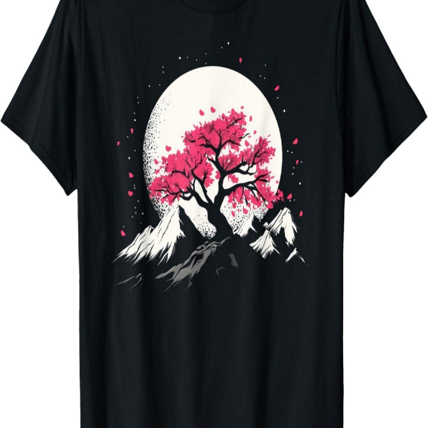 Sakura Garden Geisha Mount Fuji Cherry Blossom T-Shirt(30) S