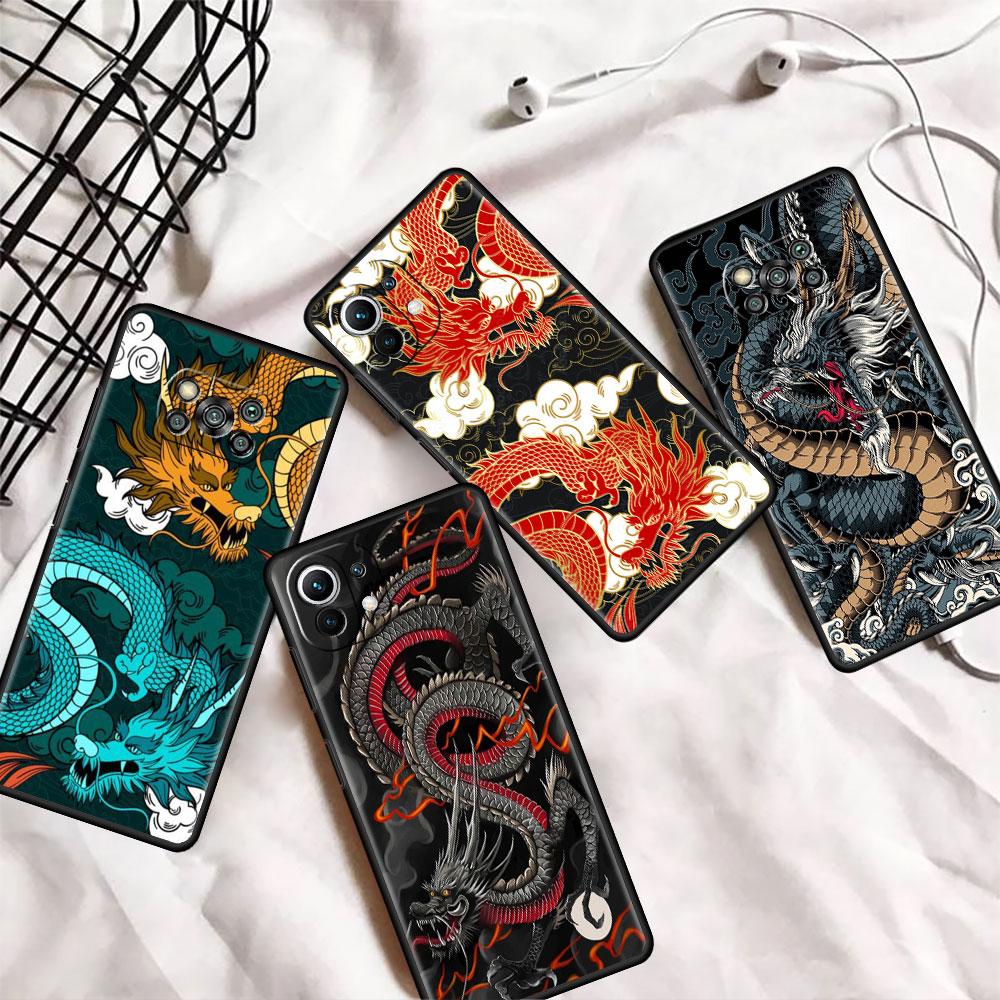 Hülle für Xiaomi Mi Poco X3 X4 NFC M3 Mi 11 11T 10 T 9T 12 9 10T Lite Silikon Rückseite Handyhülle Mode Chinesisch Vintage Drache