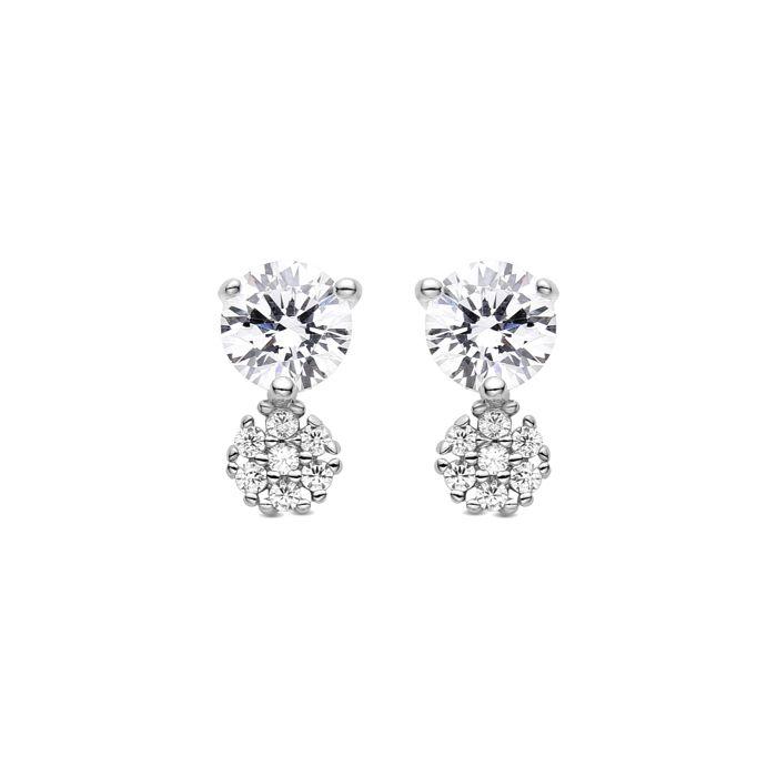 Boucles d'oreilles Luxenter en argent 925 avec zircons brillants plaqués finition en rhodié - Nez