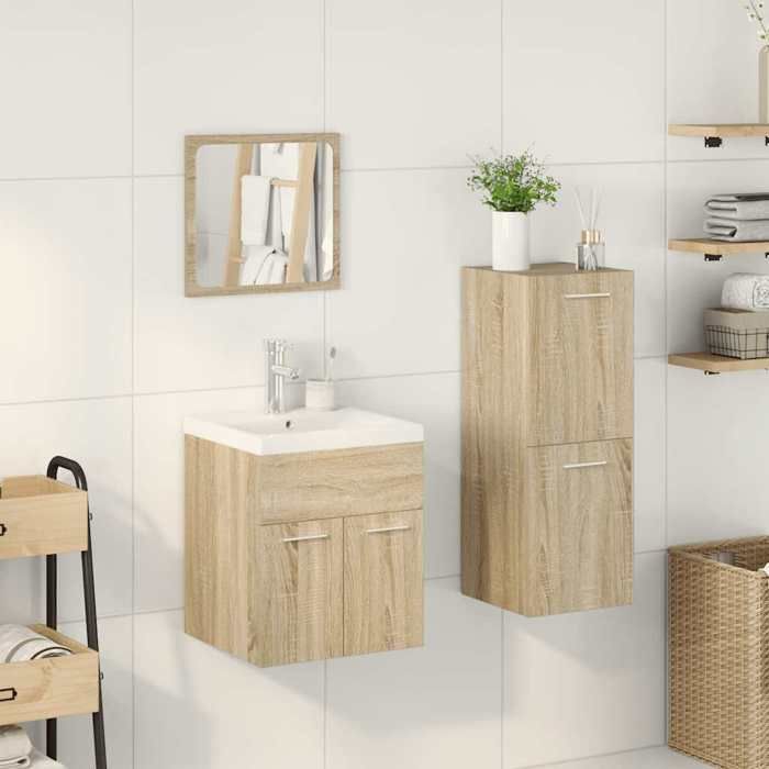 VidaXL Bathroom Furniture Set 4 Pcs Sonoma Oak, Bathroom Cabinet, Toilet Storage Cabinet, 3325026