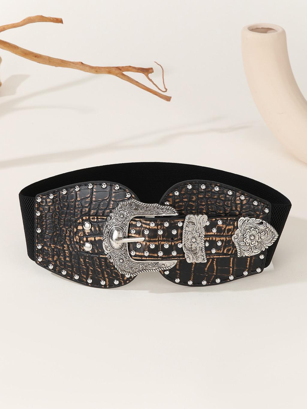 Fashionable Wide Faux Leather Belt With Classic Alloy Clasp For Womens Casual Outfits