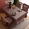 Tovaglia con bordo a giunzione stile europeo con motivo a piante in velluto per copertura da tavolo hotel casa decorazione rettangolare tappetino per tavolino da tè
