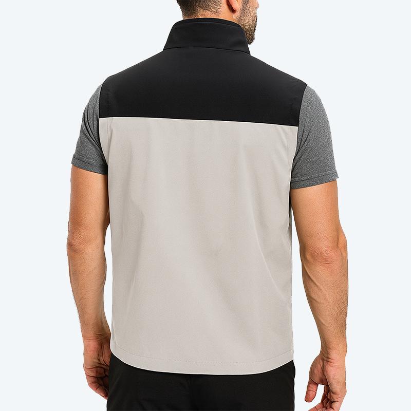 Men's Lightweight Softshell Vest with Zipper Pockets Windproof Sleeveless Jacket for Hiking Golf Outdoor Outwear Windbreaker