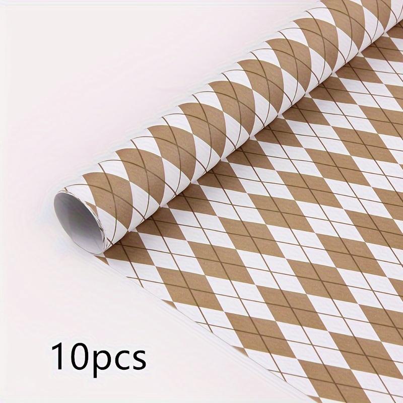 10Pcs Golden Gift Wrapping Paper Holiday Simple Light Luxury Plaid Stripes Diy Book Wrapping Paper Gift Paper