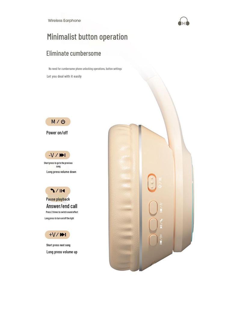 High-Value Wireless Bluetooth Over-Ear Headphones with Luminous Earcups for Gaming, Music, and Heavy Bass