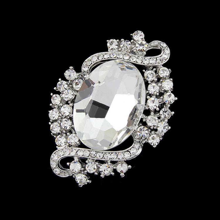 Elegant Women's Brooch: Large Glass Rhinestone Lapel Pin for Weddings and Bridal Bouquets