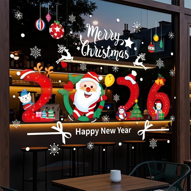 A Christmas Decoration Item for 2026 Featuring Along with Merry Christmas Greetings. These Are Window Decorations, Glass Doors.