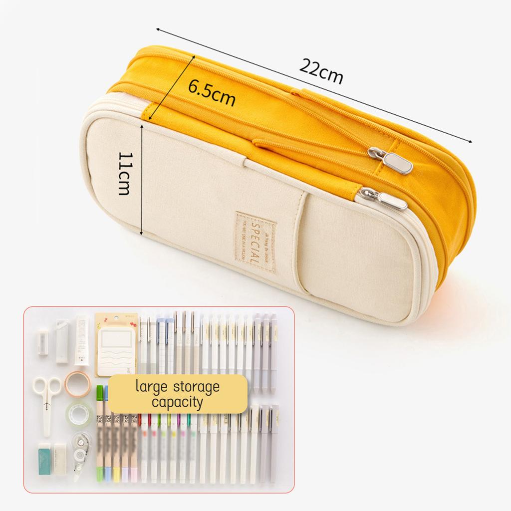 Pencil Case Large Capacity School Pencil Box Stationery Zipper Pocket for Office Home Storage Multilayer Storage Pocket