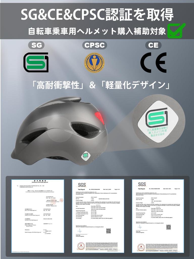 KINGLEAD Bicycle SG City LED Safety Breathable High Ultra Titanium Helmet, Standard, Adult, Riding, Commuting, School, CPSC/CE Certified, School,