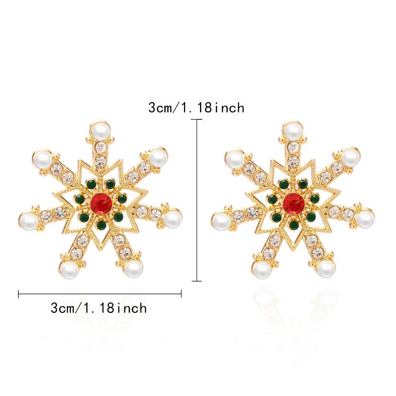 Glamorous Sparkling Snowflake Stud Earrings with Crystal Zircon Pearl Dangle; Ideal Long Tassel Earring Christmas Gifts