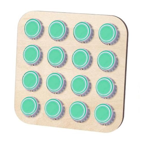 16-Slot Bottle Cap Organizer Wooden Beer Cap Display Stand Square Bottle Cap Coaster for Beer Cap Collection Home Decor Bar Display