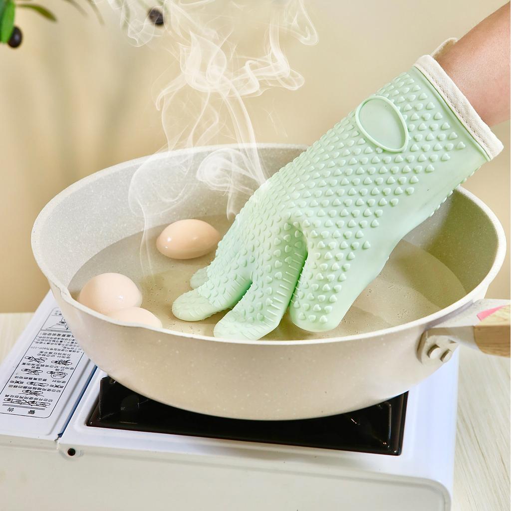 Five-finger Silicone Cotton Gloves Wrapped with Wide Silicone Insulation Gloves Baking Oven Microwave Gloves
