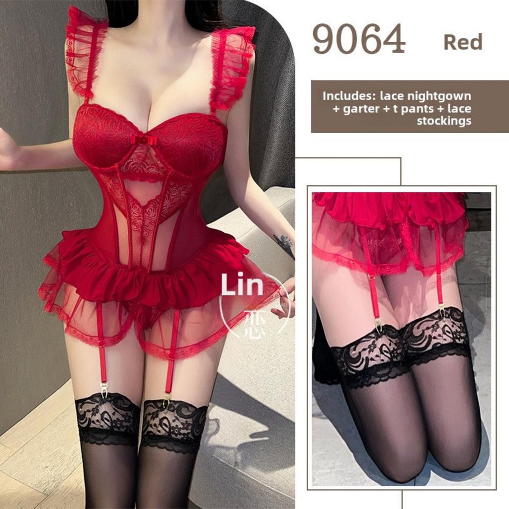 Sexy Lingerie Uniform Hollow Mesh Passion Suit Free of Temptation Small Chest Show Big Nightdress