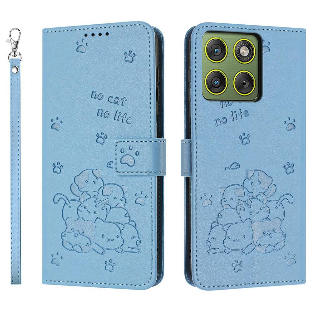 For Motorola Edge 70 5G Wallet Case Cats Imprint Leather Phone Cover with Strap