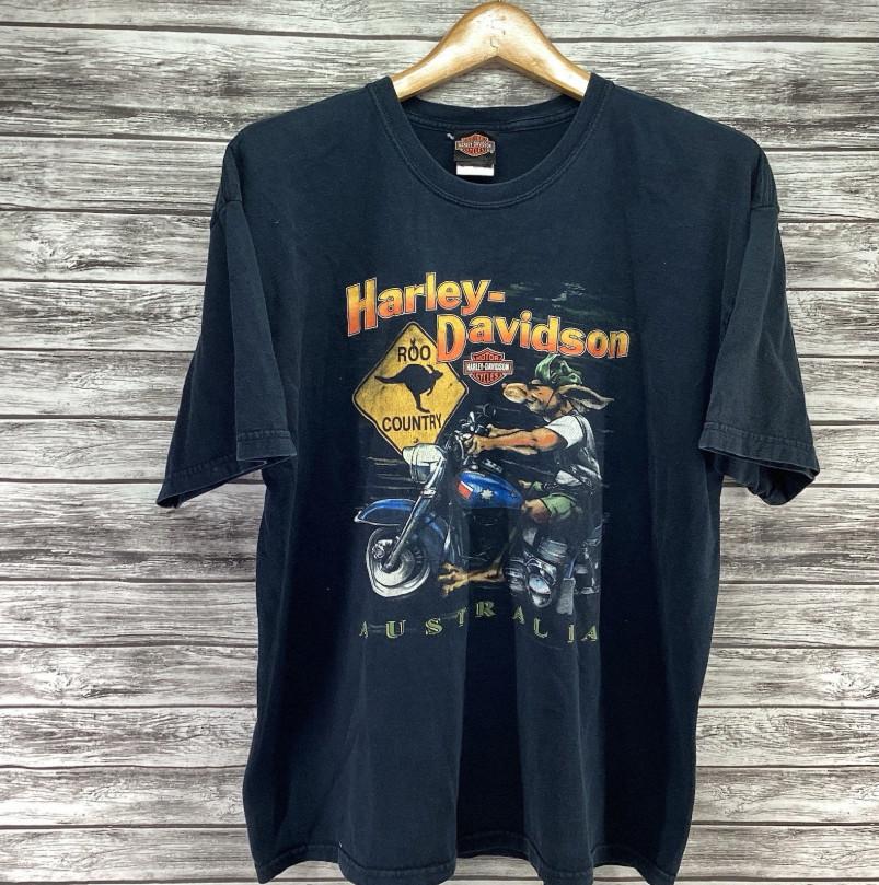 Vintage Harley-Davidson Shirt Men Black Australia Roo Country Graphic Tee 90s XXXL