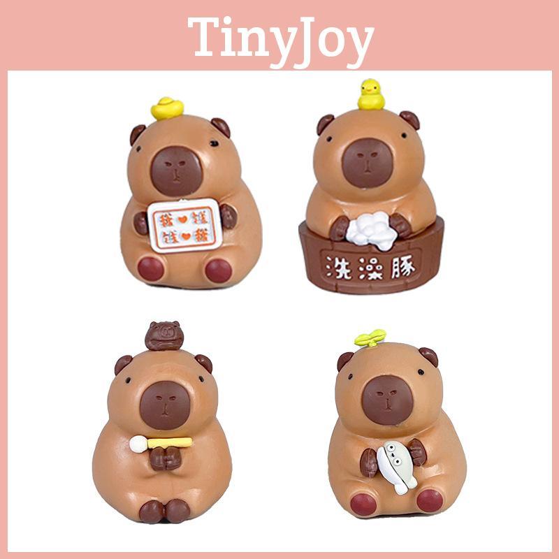 Cute Cartoon Bath Capybara Mini Model Ornament Set For Cute Gift And Decor