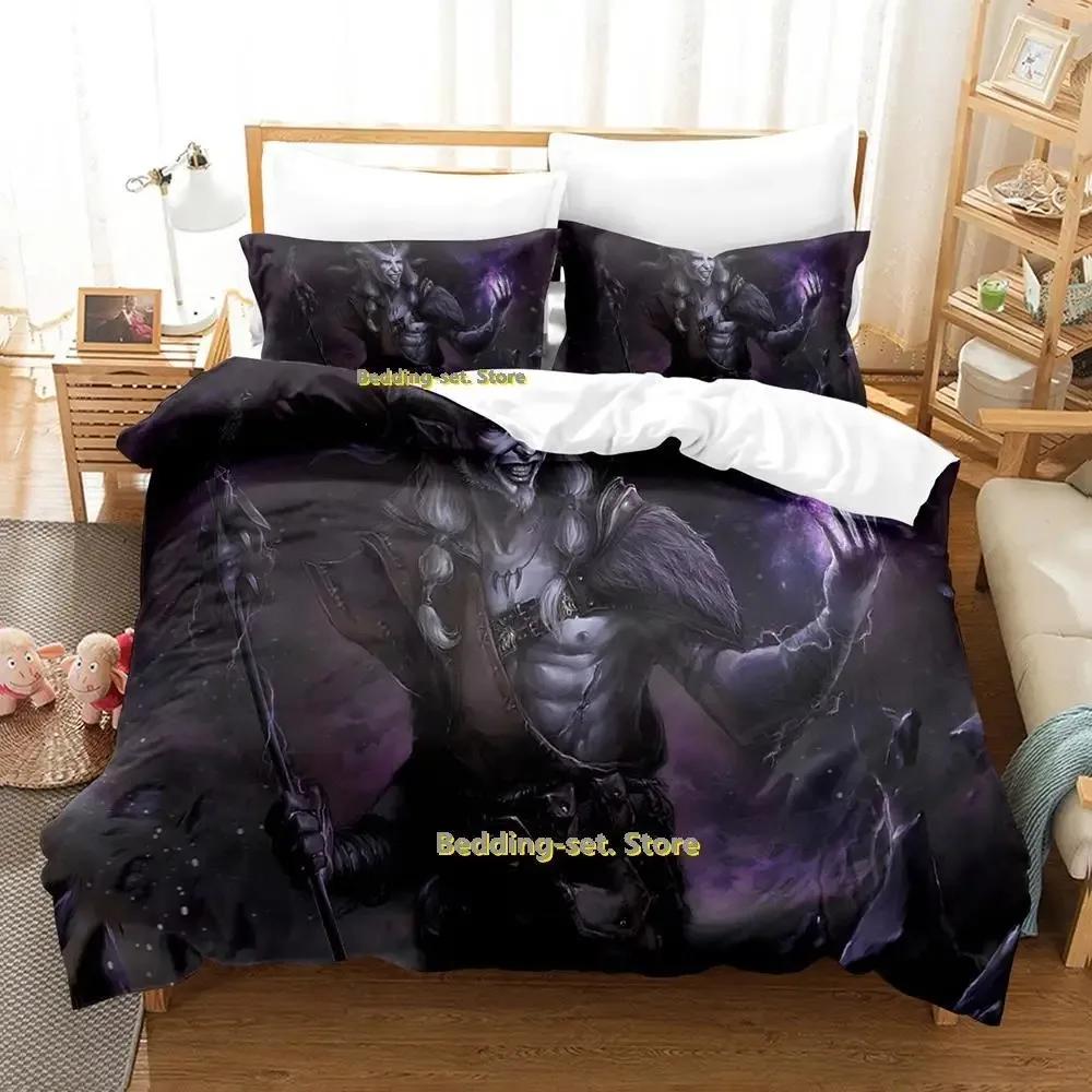 Hip Hop Game Wizard Bedding Set Cartoon Anime Three-Piece Set Adult Kid Bedroom Duvetcover Sets 3D Kawaii Wizard Lit Enfant