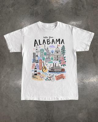 Alabama Landmark T-Shirt: Retro Hand-Drawn State Souvenir Graphic Tee