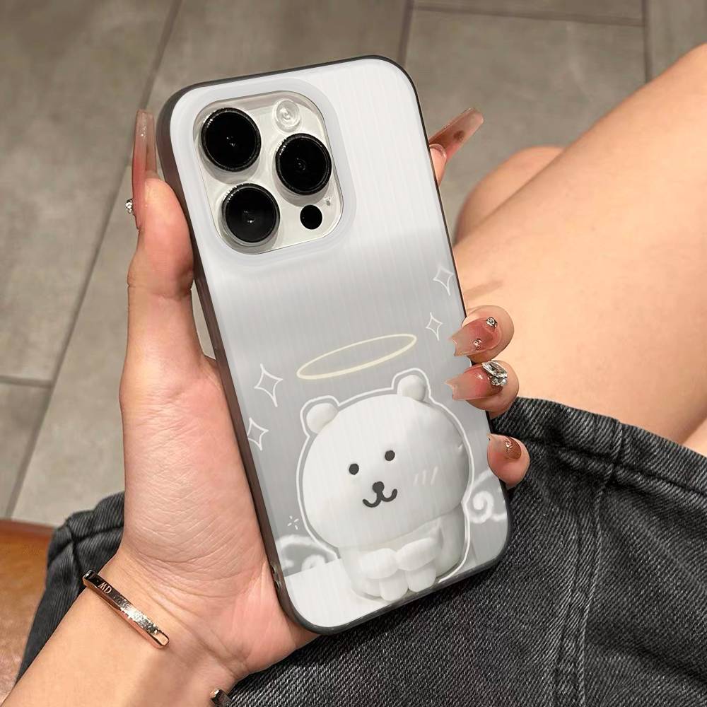 Cute Cartoon Joke Bear For IPhone 17 16 15 14 13 12 11 Pro Max Plus Pro Corrugated Shockproof Matte Phone Cover