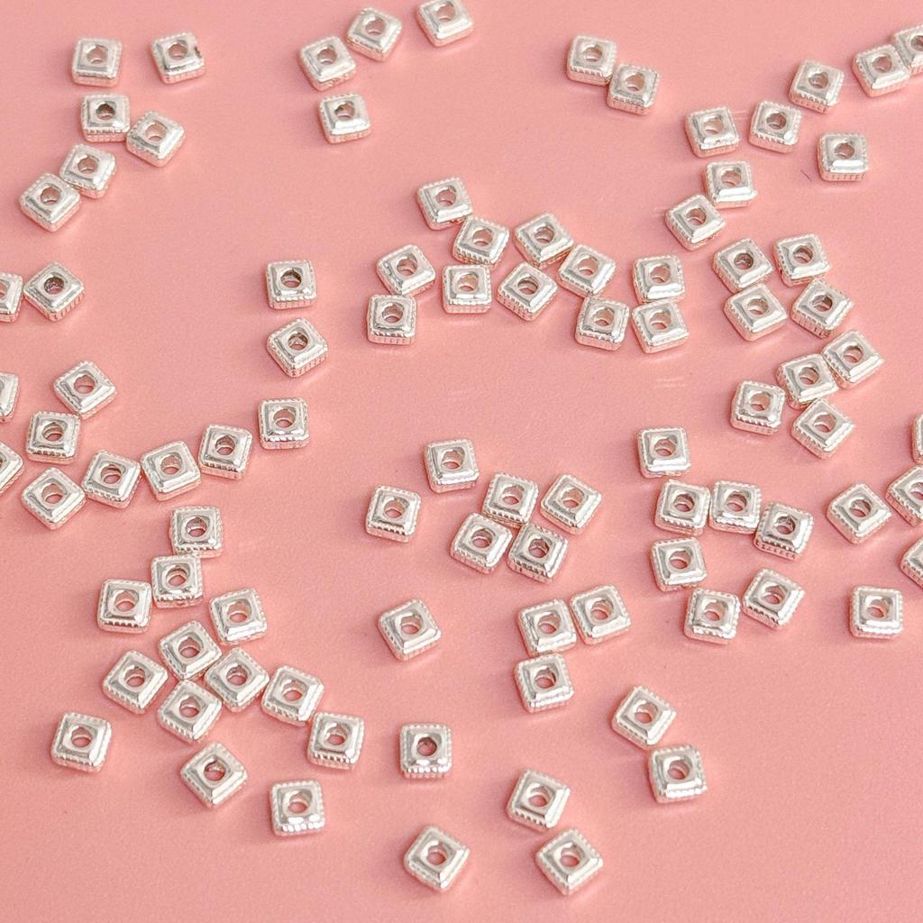 S999 Sterling Silver Square Spacer Beads for DIY Jewelry