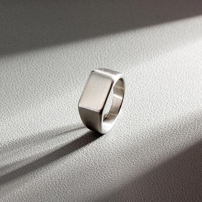 1pc Men's Domineering Simple Ring Business Type Male Finger Ring Full Rectangle Solid Hand Jewelry