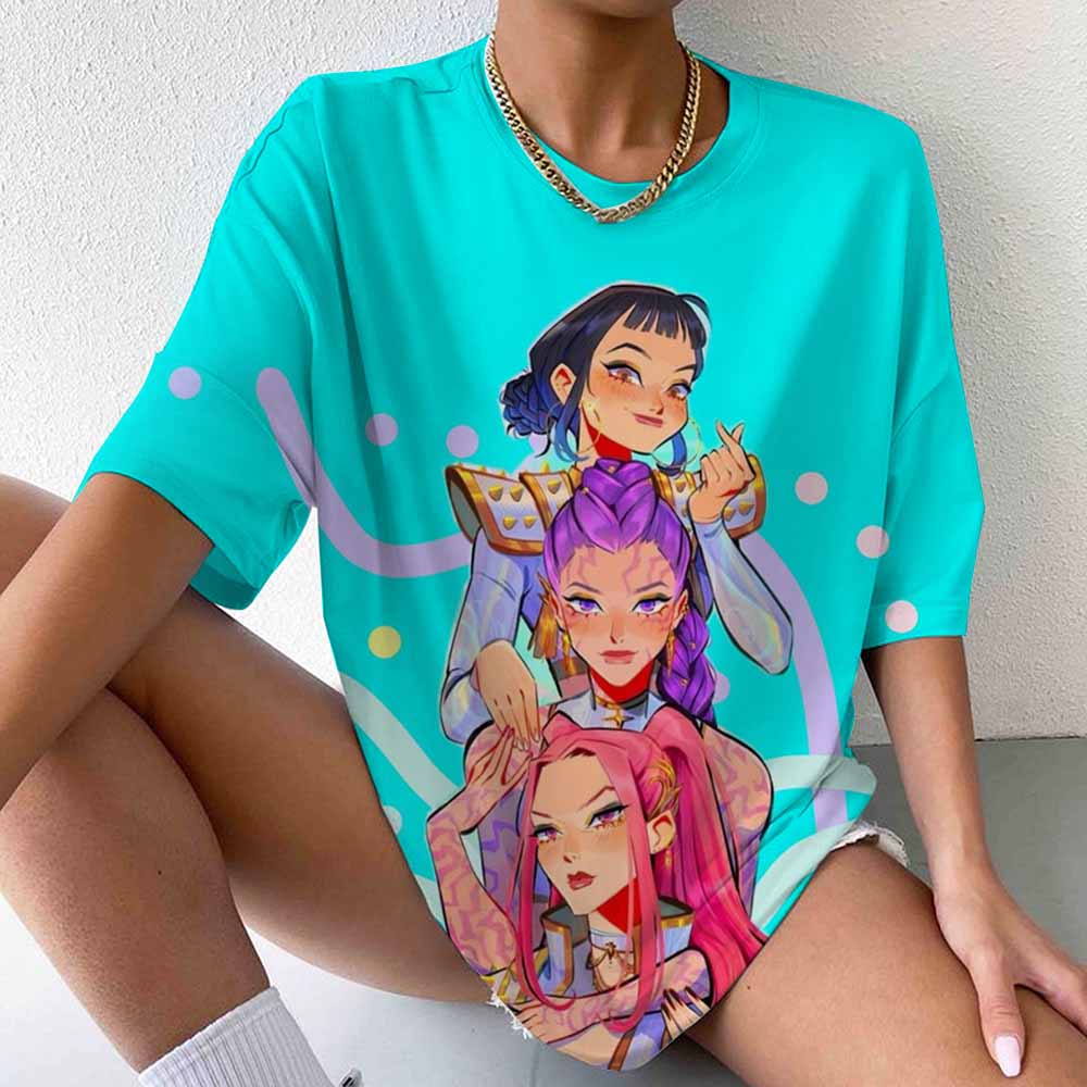 2025 Kpop Lovci démonů Trička Nadměrná Y2k Dámská Unisex Harajuku O-výstřih Trička s krátkým rukávem Pamětní Dámské oblečení Tričko