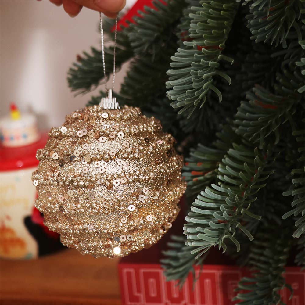 Holiday Ornament 8cm Christmas Hanging Balls Champagne Shatterproof Xmas Balls Pendant Foam Christmas Spheres Pendant Home Decor